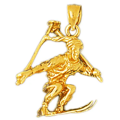 14K Gold 3D Skier Pendant Goldia Necklaces