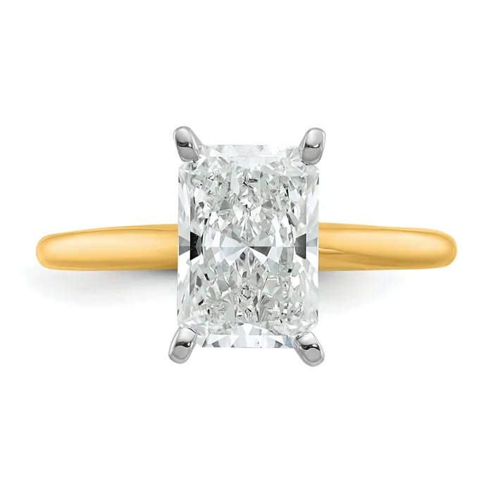 14k Twotone 2 12 Ct Certified Lab Grown Diamond VSSI G Radiant Solitare Engagement Ring Goldia Rings