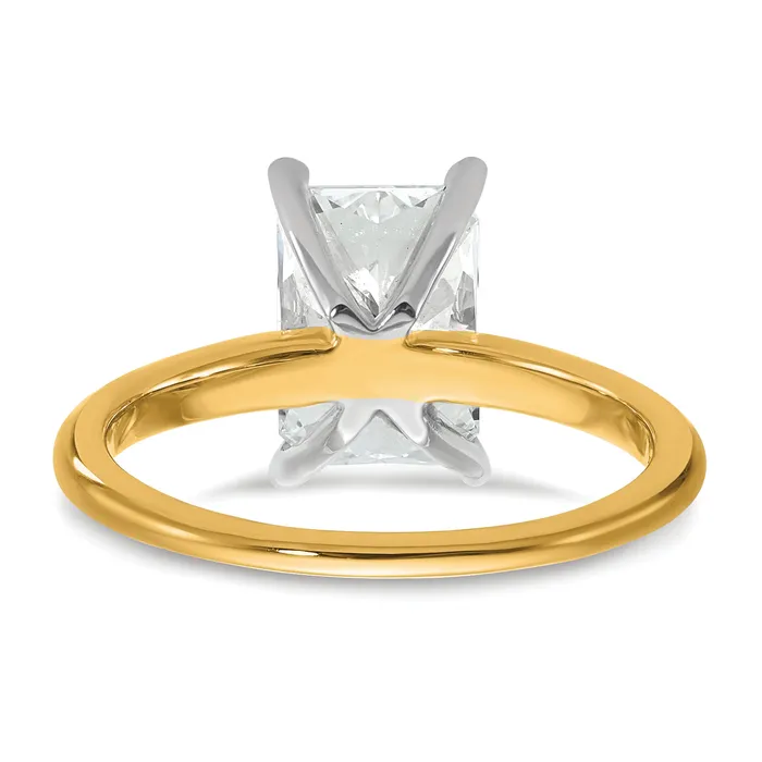 14k Twotone 2 12 Ct Certified Lab Grown Diamond VSSI G Radiant Solitare Engagement Ring Goldia Rings