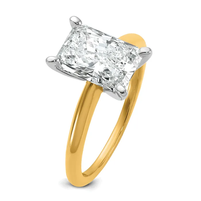 14k Twotone 2 12 Ct Certified Lab Grown Diamond VSSI G Radiant Solitare Engagement Ring Goldia Rings