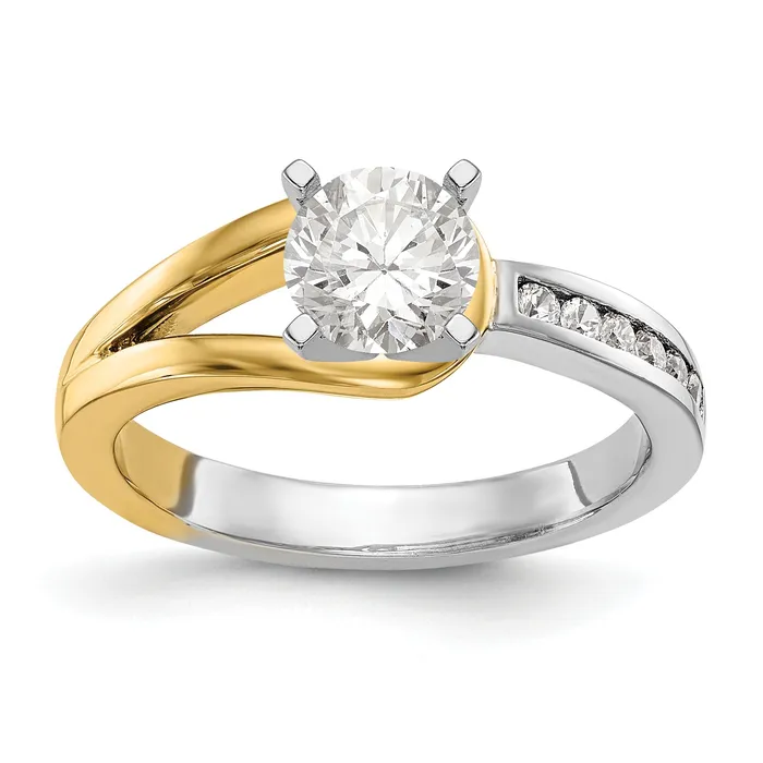 14K Two tone Diamond Peg Set CZ Engagement Ring Goldiacom Rings
