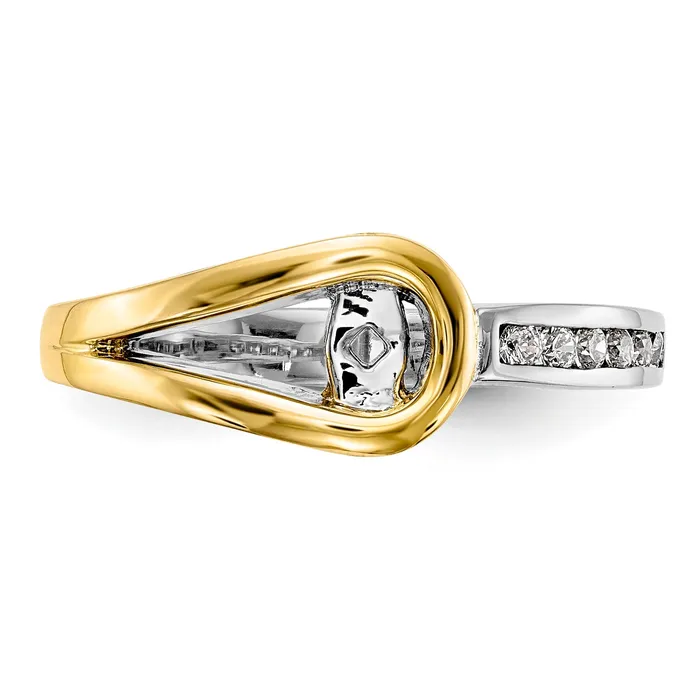 14K Two tone Diamond Peg Set CZ Engagement Ring Goldiacom Rings