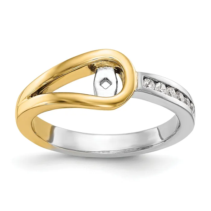 14K Two tone Diamond Peg Set CZ Engagement Ring Goldiacom Rings