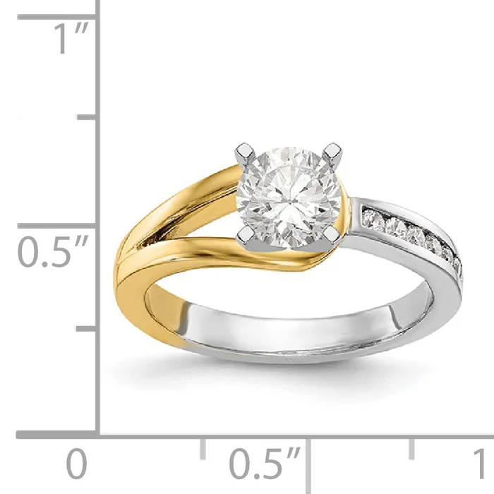 14K Two tone Diamond Peg Set CZ Engagement Ring Goldiacom Rings