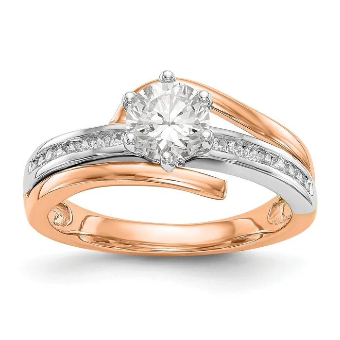 14k Two tone Rose Gold Peg Set Simulated Diamond By Pass Engagement Ring Goldiacom Rings 14k Two tone Rose Gold Peg Set Simulated Diamond By Pass Engagement Ring Goldiacom Rings