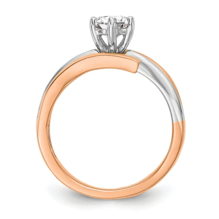 14k Two tone Rose Gold Peg Set Simulated Diamond By Pass Engagement Ring Goldiacom Rings