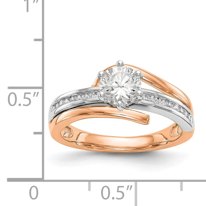 14k Two tone Rose Gold Peg Set Simulated Diamond By Pass Engagement Ring Goldiacom Rings
