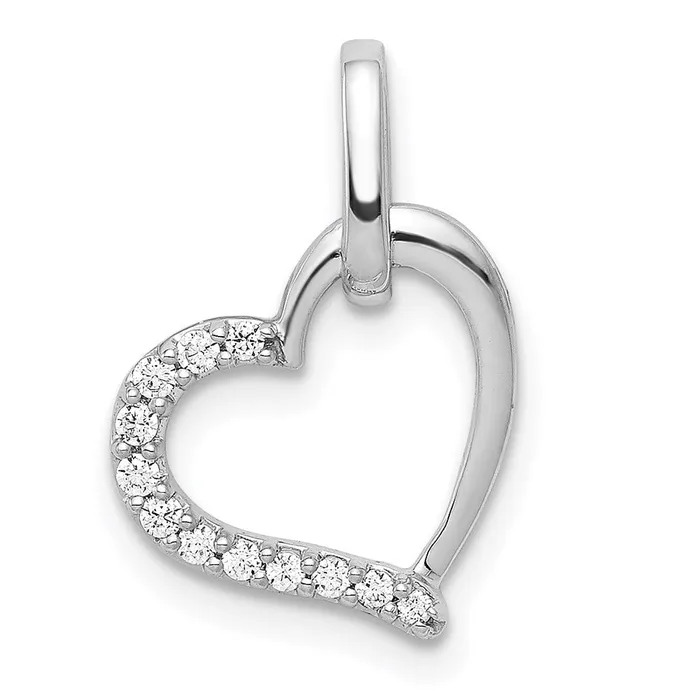 14k White Gold 115ct Real Diamond Heart Pendant Goldia Necklaces