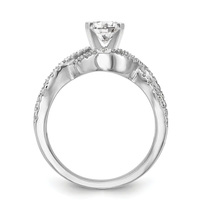 14k White Gold 12 Ct Lab Grown Diamond VSSI G Criss Cross Peg Set Engagement Ring Goldia Rings