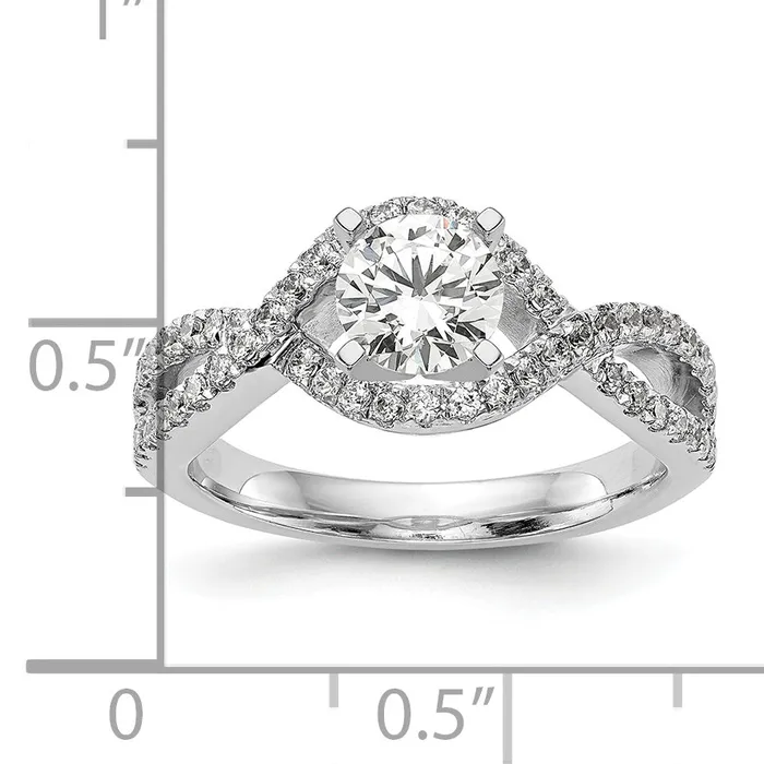 14k White Gold 12 Ct Lab Grown Diamond VSSI G Criss Cross Peg Set Engagement Ring Goldia Rings