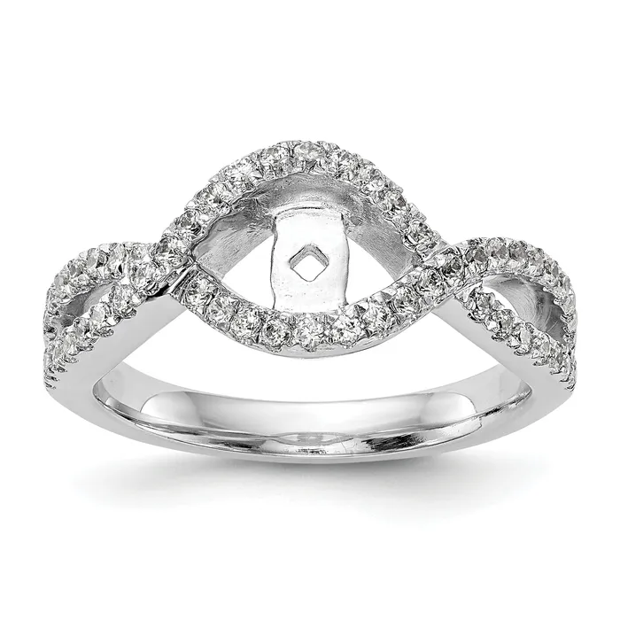 14k White Gold 12 Ct Lab Grown Diamond VSSI G Criss Cross Peg Set Engagement Ring Goldia Rings
