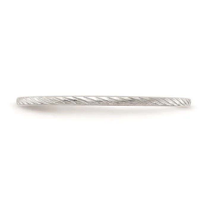 14K White Gold 12mm Twisted Wire Pattern Stackable Band Goldia Rings