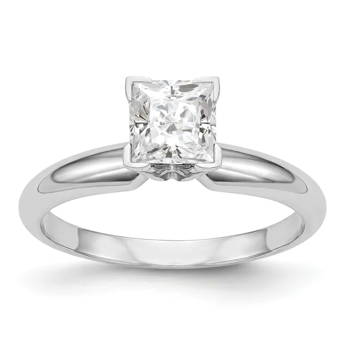 14k White Gold 14 Ct Princess VSSI GH Lab Grown Diamond Solitaire Medium Weight HalfRound Vend 4 Prong Ring Goldia Rings 14k White Gold 14 Ct Princess VSSI GH Lab Grown Diamond Solitaire Medium Weight HalfRound Vend 4 Prong Ring Goldia Rings