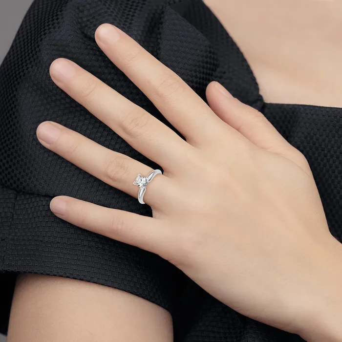 14k White Gold 14 Ct Princess VSSI GH Lab Grown Diamond Solitaire Medium Weight HalfRound Vend 4 Prong Ring Goldia Rings