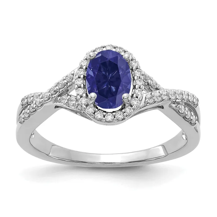 14k White Gold 15 Ct Lab Grown Diamond VSSI G and Lab Created Blue Sapphire Oval Halo Ring Goldia Rings 14k White Gold 15 Ct Lab Grown Diamond VSSI G and Lab Created Blue Sapphire Oval Halo Ring Goldia Rings