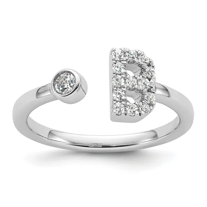 14k White Gold 15 Ct Lab Grown Diamond VSSI G Initial B Adjustable Ring Goldia Rings 14k White Gold 15 Ct Lab Grown Diamond VSSI G Initial B Adjustable Ring Goldia Rings
