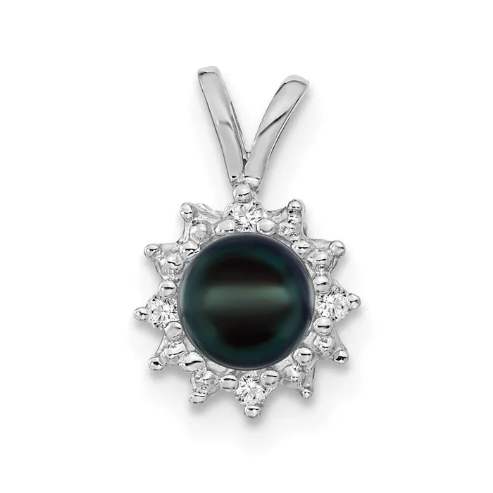 14k White Gold 45mm Black FW Cultured Pearl AAA Real Diamond pendant Goldia Necklaces 14k White Gold 45mm Black FW Cultured Pearl AAA Real Diamond pendant Goldia Necklaces