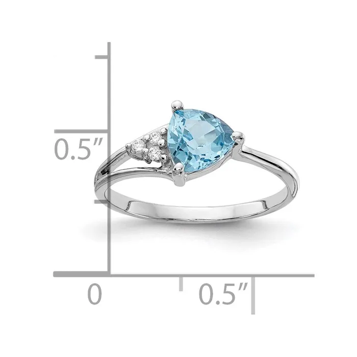 14k White Gold 6mm Blue Topaz VS Diamond ring Goldia Rings