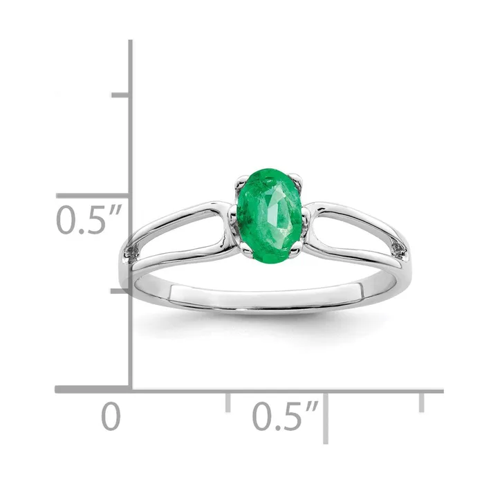 14k White Gold 6x4mm Oval Emerald ring Goldia Rings