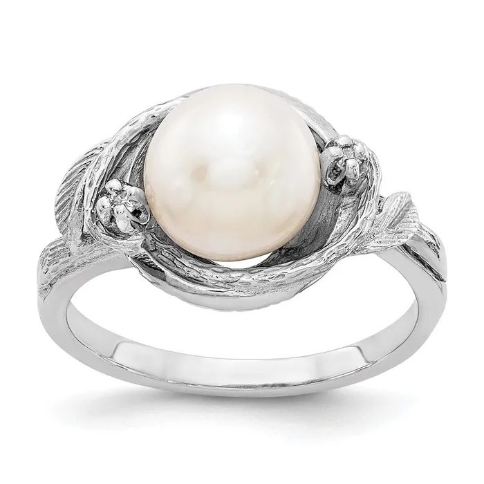 14k White Gold 75mm FW Cultured Pearl A Real Diamond ring Goldiacom Rings 14k White Gold 75mm FW Cultured Pearl A Real Diamond ring Goldiacom Rings