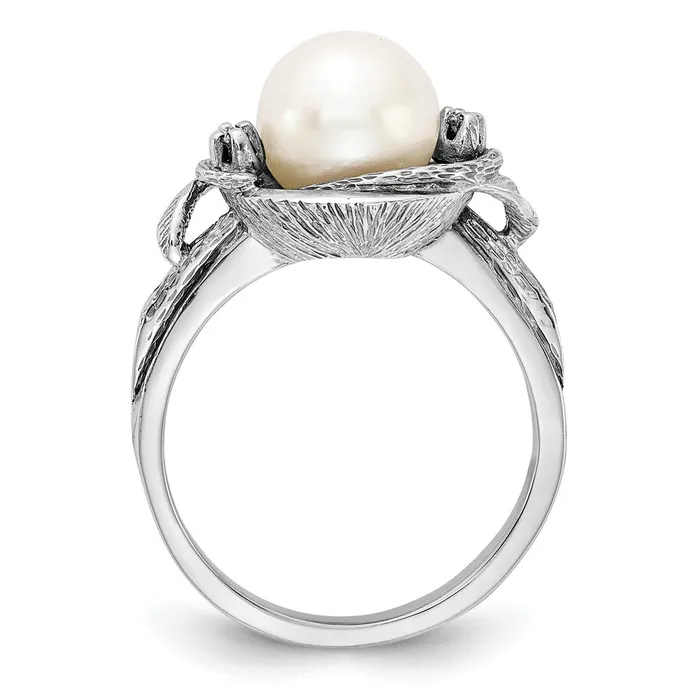 14k White Gold 75mm FW Cultured Pearl A Real Diamond ring Goldiacom Rings