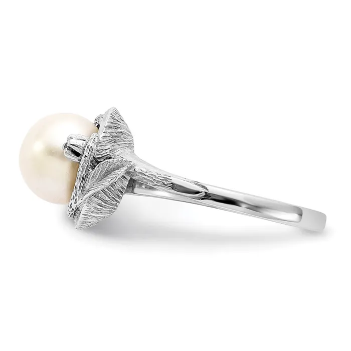 14k White Gold 75mm FW Cultured Pearl A Real Diamond ring Goldiacom Rings