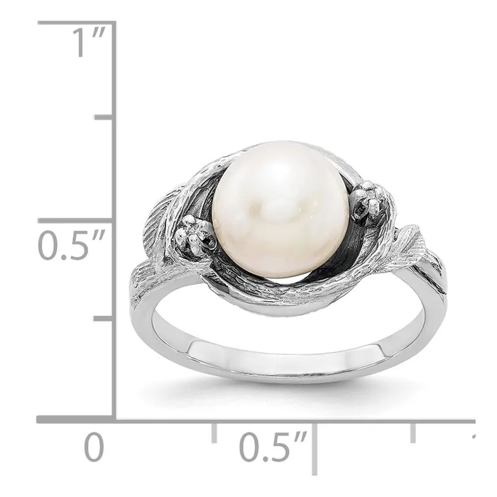 14k White Gold 75mm FW Cultured Pearl A Real Diamond ring Goldiacom Rings