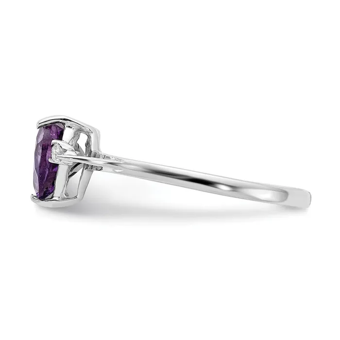14k White Gold 7mm Heart Amethyst AA Real Diamond ring Goldiacom Rings