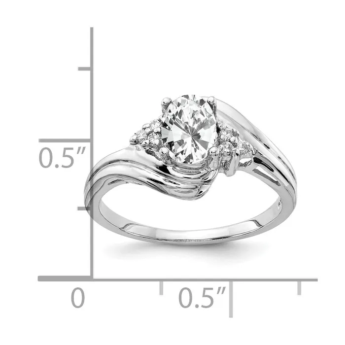 14k White Gold 7x5mm Oval Cubic Zirconia A Real Diamond ring goldiaca Rings