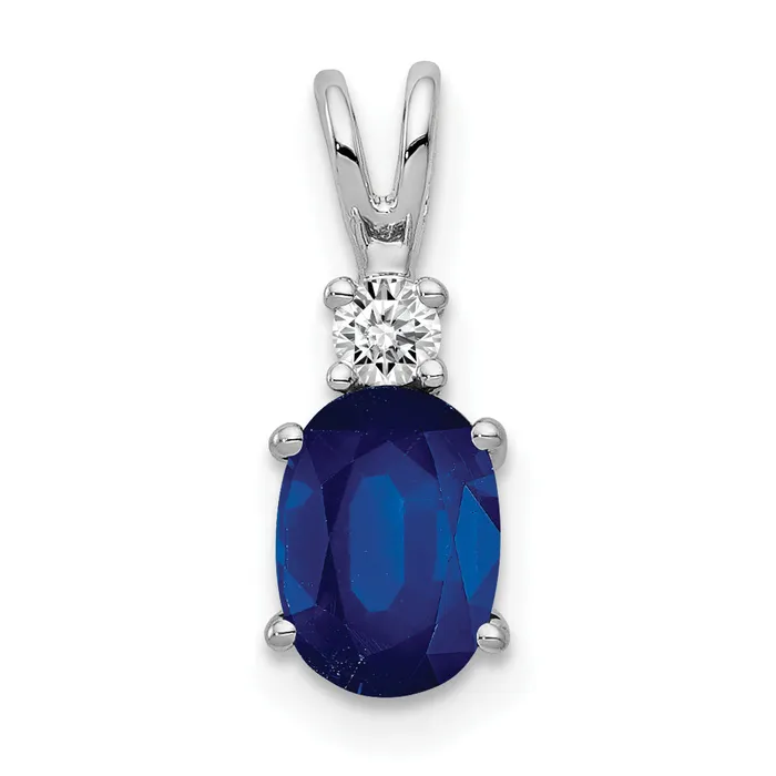 14k White Gold 7x5mm Oval Sapphire A Diamond pendant Goldiacom Necklaces