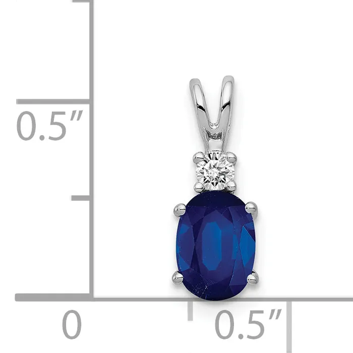 14k White Gold 7x5mm Oval Sapphire A Diamond pendant Goldiacom Necklaces