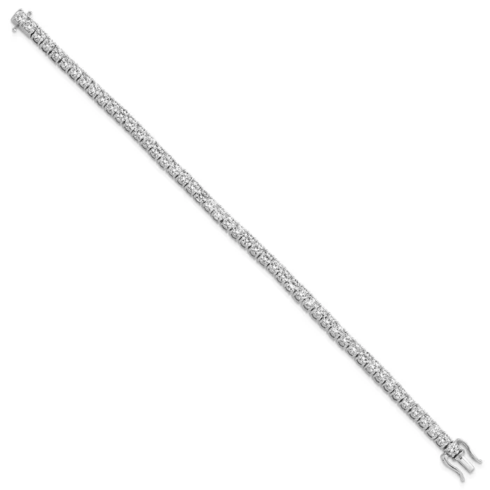 14k White Gold 8 Ct Lab Grown Diamond VSSI G Round Tennis Bracelet Goldia Bracelets