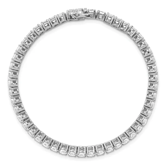 14k White Gold 8 Ct Lab Grown Diamond VSSI G Round Tennis Bracelet Goldia Bracelets