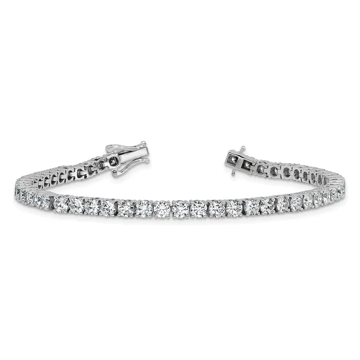 14k White Gold 8 Ct Lab Grown Diamond VSSI G Round Tennis Bracelet Goldia Bracelets