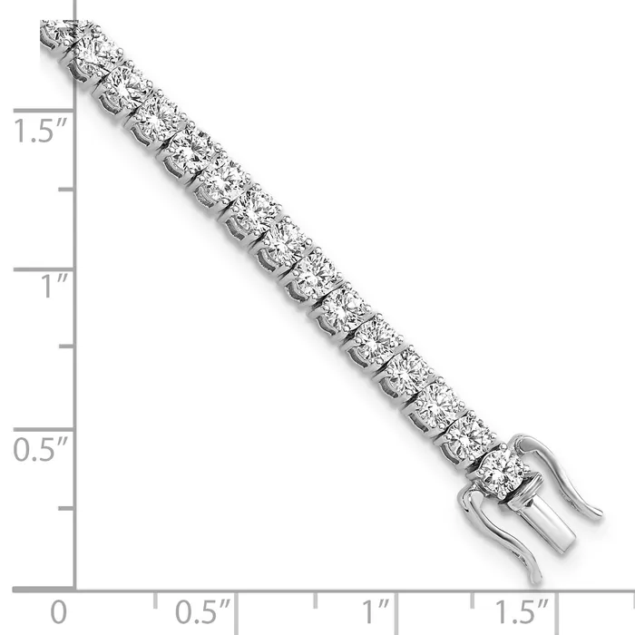 14k White Gold 8 Ct Lab Grown Diamond VSSI G Round Tennis Bracelet Goldia Bracelets