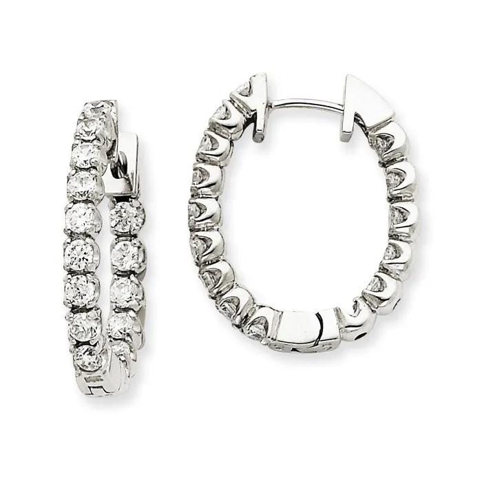 14k White Gold A Real Diamond Hinged Hoop Earrings Goldia Earrings