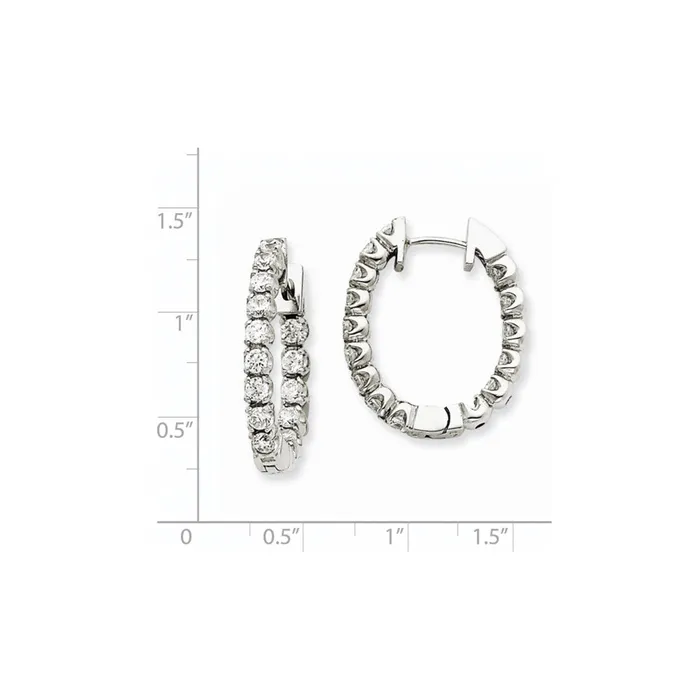 14k White Gold A Real Diamond Hinged Hoop Earrings Goldia Earrings