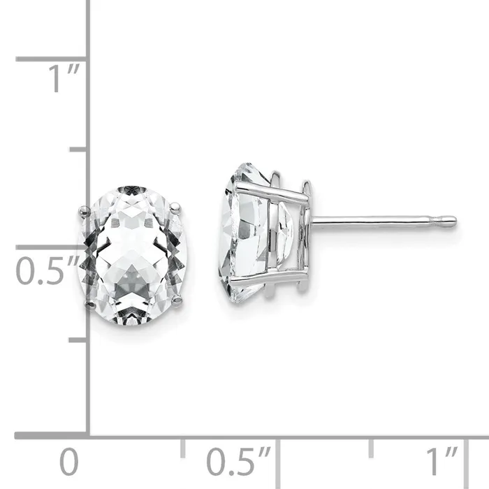 14k White Gold Cubic Zirconia Oval Stud Earrings Goldia Earrings
