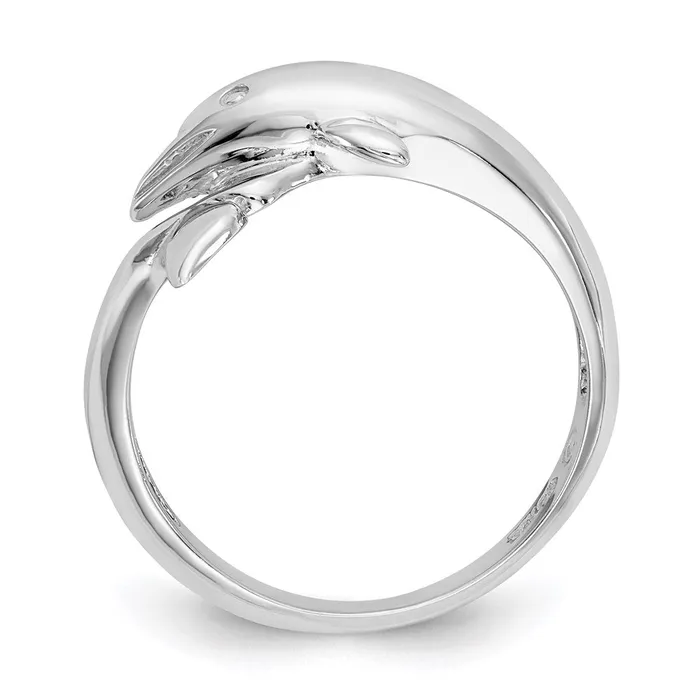 14k White Gold Dolphin Ring Goldia Rings
