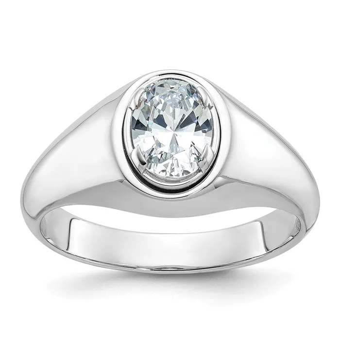 14k White Gold Mens Oval Diamond Ring Mounting Goldia Rings
