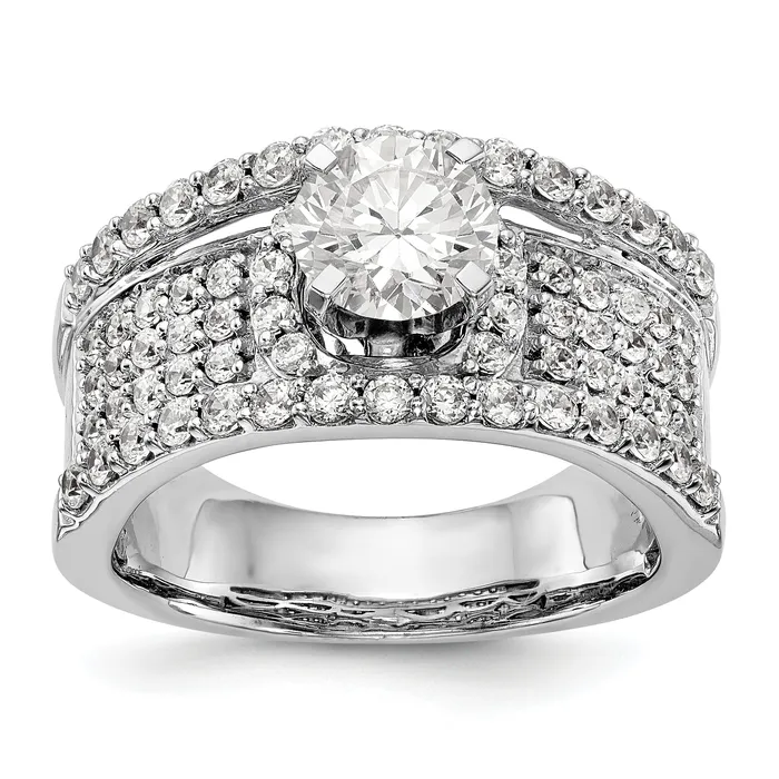 14K White Gold Peg Set Diamond Engagement Ring Goldiacom Rings