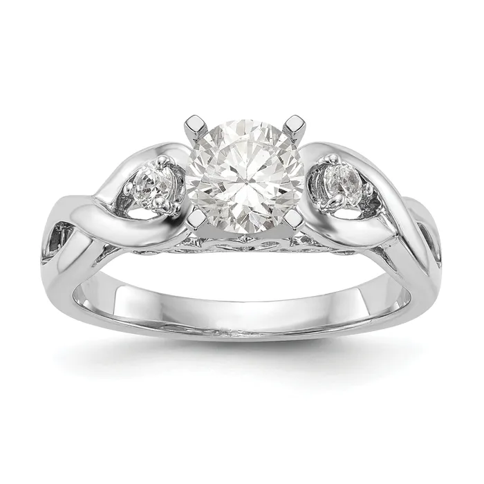 14k White Gold Peg Set Simulated Diamond Infinity Engagement Ring Goldiacom Rings