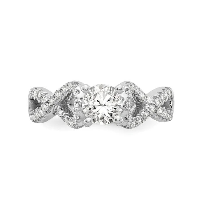 14k White Gold Peg Set Simulated Diamond Infinity Engagement Ring Goldiacom Rings
