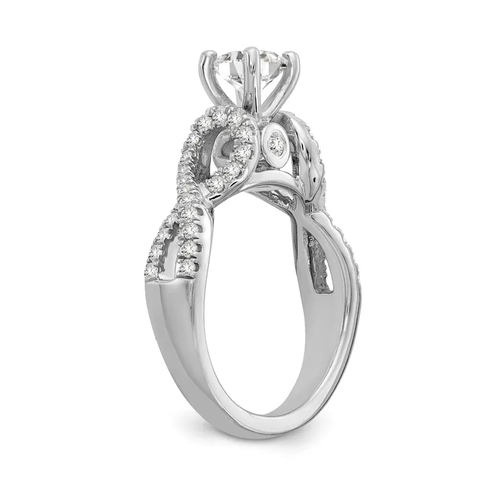 14k White Gold Peg Set Simulated Diamond Infinity Engagement Ring Goldiacom Rings