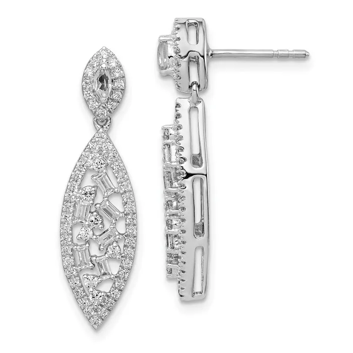 14k White Gold Polished Fancy Dangle Real Diamond Post Earring Goldia Earrings 14k White Gold Polished Fancy Dangle Real Diamond Post Earring Goldia Earrings