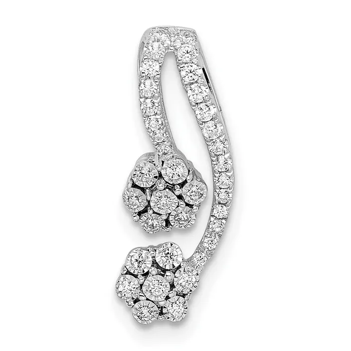 14k White Gold Polished Real Diamond Double Flower Slide Goldia Earrings 14k White Gold Polished Real Diamond Double Flower Slide Goldia Earrings