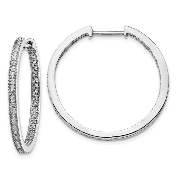 14k White Gold Polished Real Diamond InOut Hinged Hoop Earrings Goldia Earrings 14k White Gold Polished Real Diamond InOut Hinged Hoop Earrings Goldia Earrings