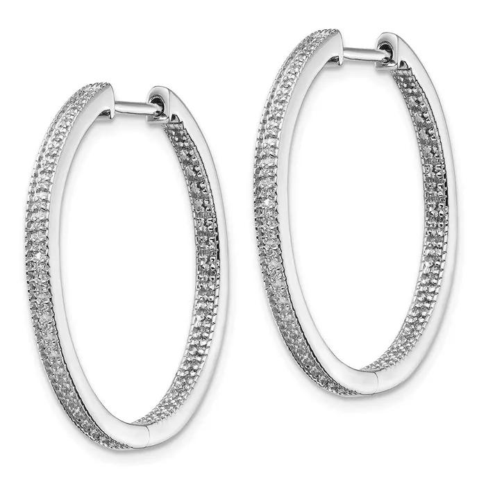 14k White Gold Polished Real Diamond InOut Hinged Hoop Earrings Goldia Earrings