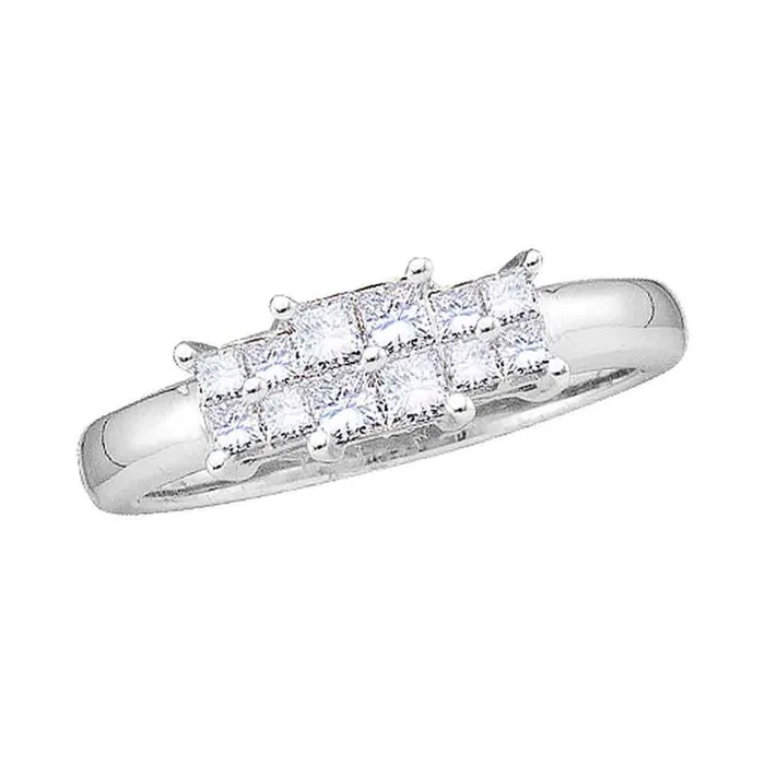 14k White Gold Princess Diamond 3stone Bridal Engagement Ring 12 Cttw gndatlanta Rings 14k White Gold Princess Diamond 3stone Bridal Engagement Ring 12 Cttw gndatlanta Rings
