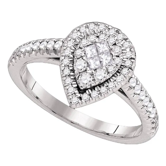 14k White Gold Princess Diamond Cluster Bridal Engagement Ring 12 Cttw gndatlanta Rings
